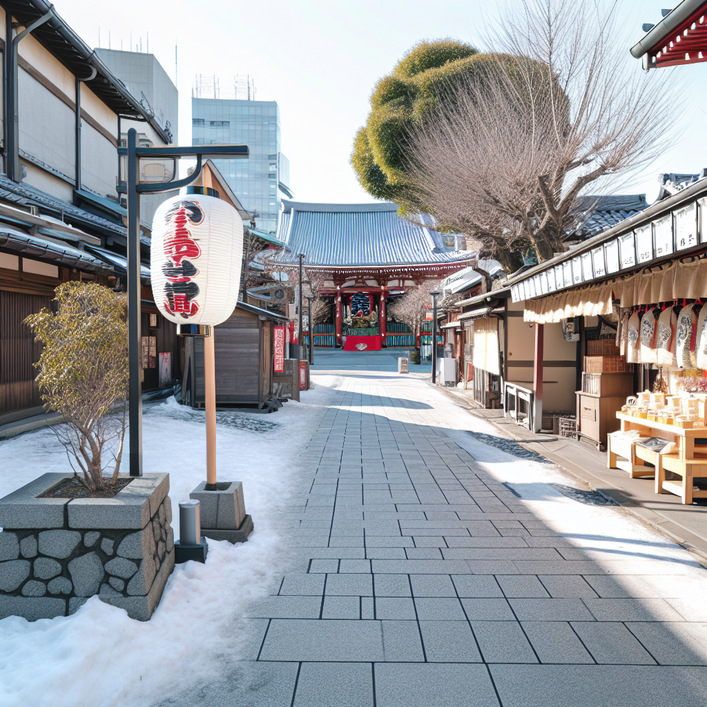 冬の浅草でショッピングデートを楽しむ